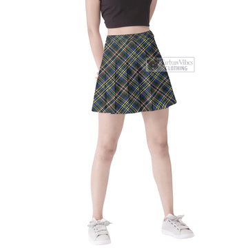 Scott Green Modern Tartan Women's Plated Mini Skirt Cross Style