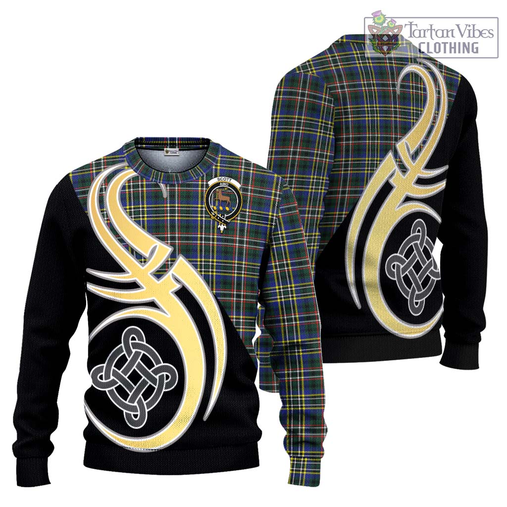 Scott Green Modern Tartan Knitted Sweater with Family Crest and Celtic Symbol Style Unisex - Tartan Vibes Clothing