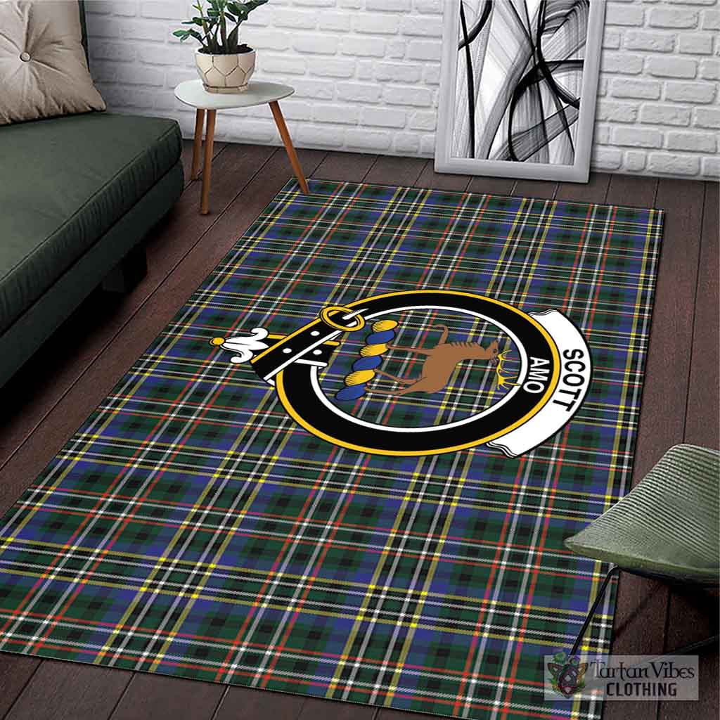 Tartan Vibes Clothing Scott Green Modern Tartan Area Rug with Family Crest