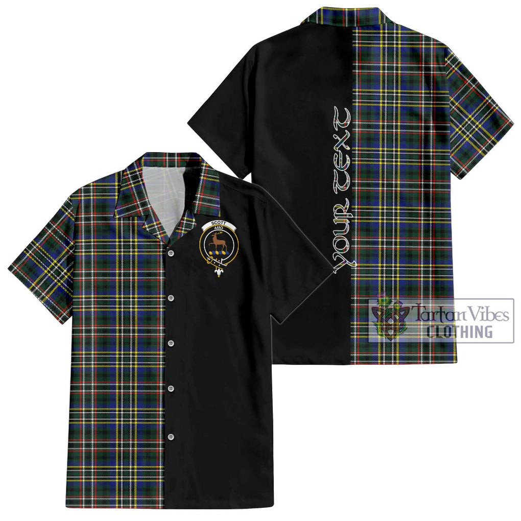 Scott Green Modern Tartan Short Sleeve Button Shirt with Family Crest and Half Of Me Style Kid - Tartanvibesclothing Shop