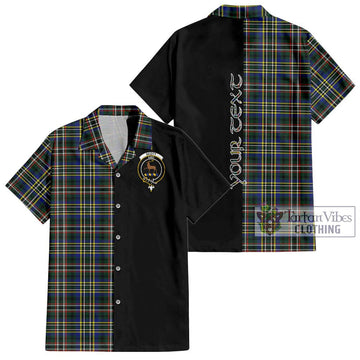 Scott Green Modern Tartan Short Sleeve Button Shirt with Family Crest and Half Of Me Style