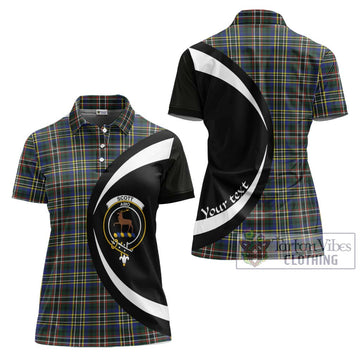 Scott Green Modern Tartan Women's Polo Shirt with Family Crest Circle Style