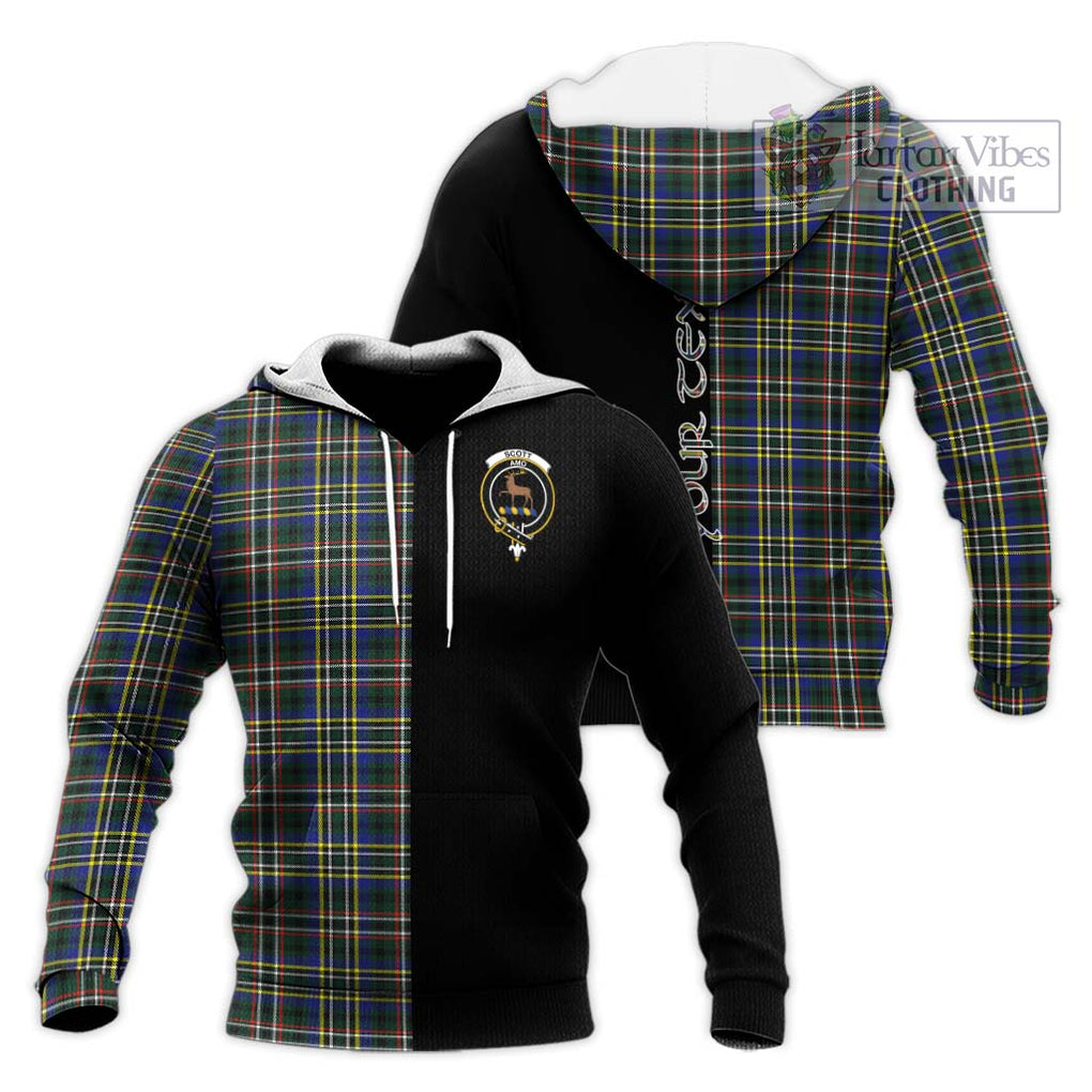 Scott Green Modern Tartan Knitted Hoodie with Family Crest and Half Of Me Style Unisex Knitted Pullover Hoodie - Tartanvibesclothing Shop