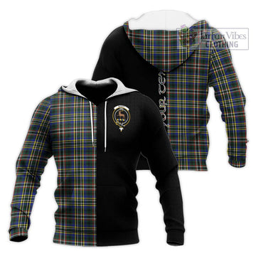 Scott Green Modern Tartan Knitted Hoodie with Family Crest and Half Of Me Style