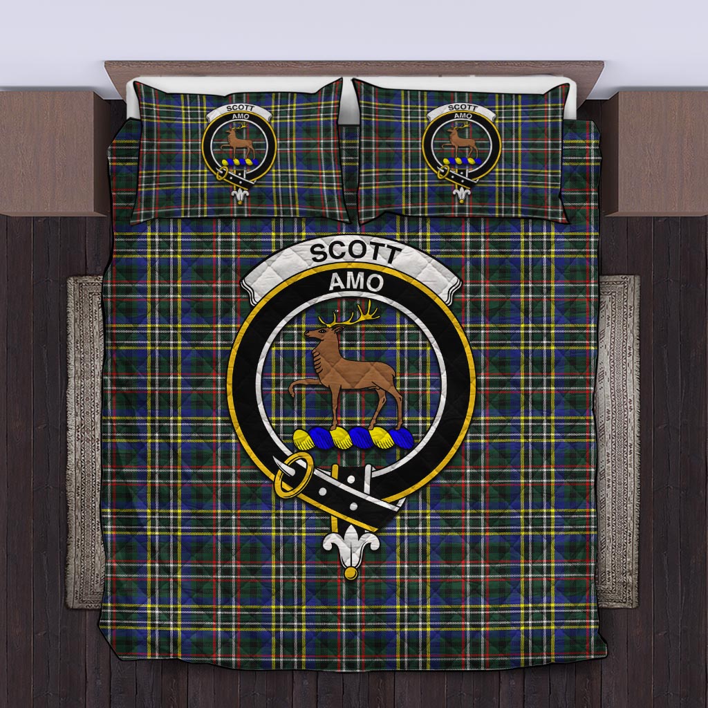 Scott Green Modern Tartan Quilt Bed Set with Family Crest Twin - Tartan Vibes Clothing