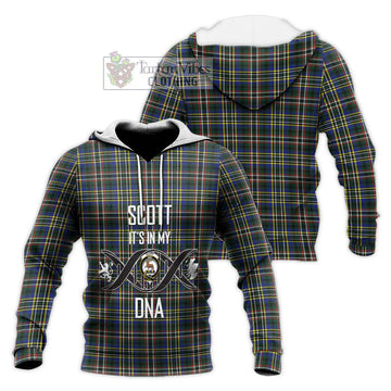 Scott Green Modern Tartan Knitted Hoodie with Family Crest DNA In Me Style