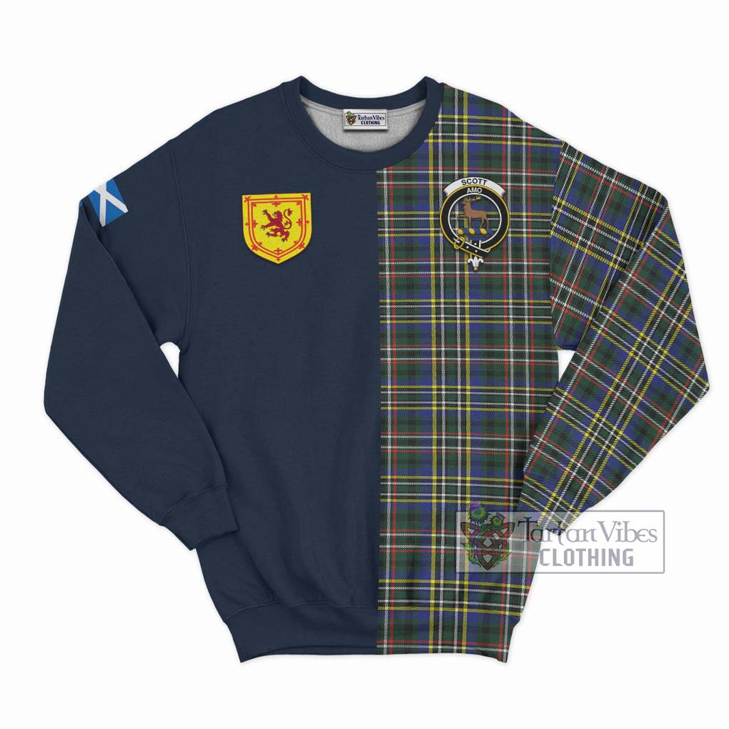 Tartan Vibes Clothing Scott Green Modern Tartan Sweatshirt with Scottish Lion Royal Arm Half Style