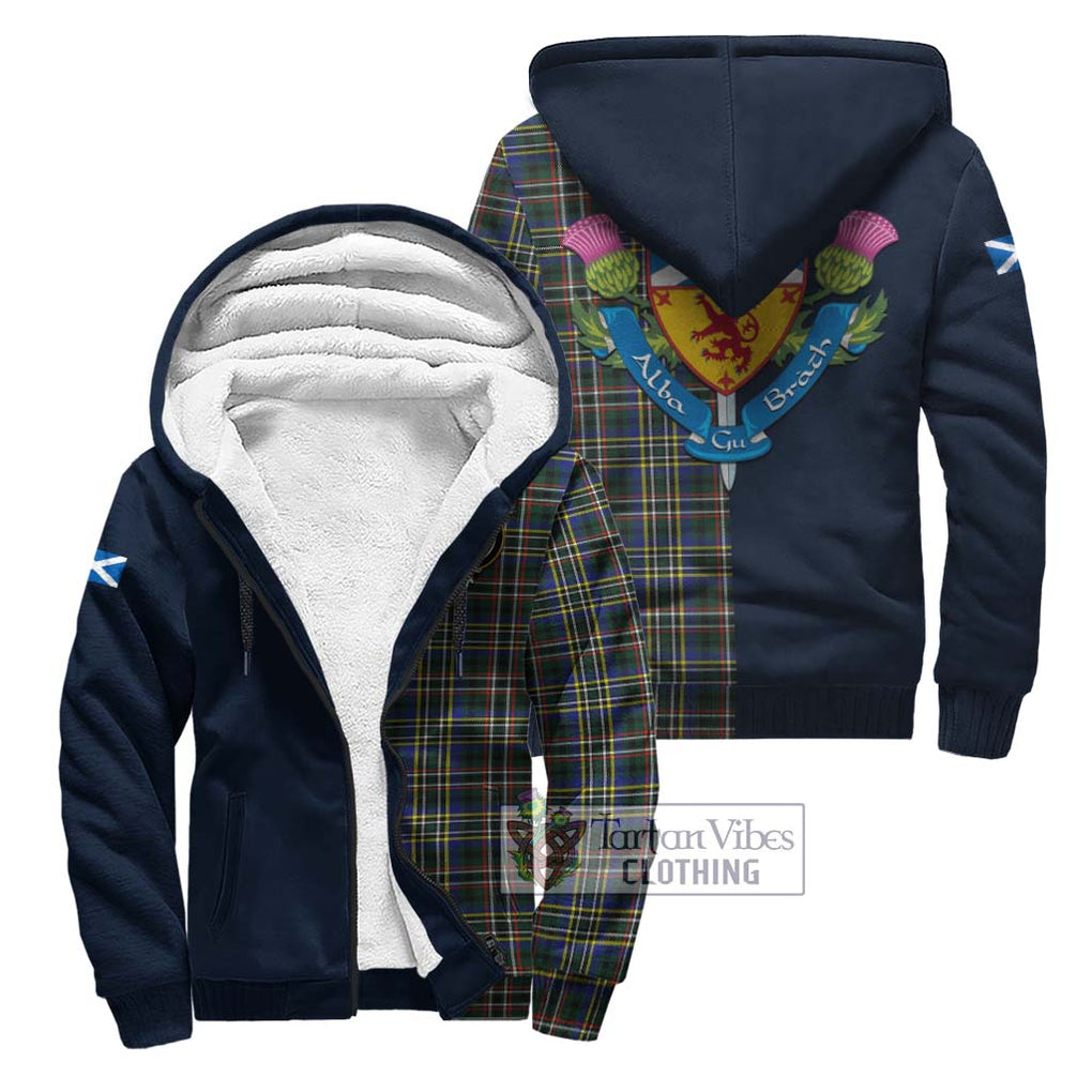 Tartan Vibes Clothing Scott Green Modern Tartan Sherpa Hoodie with Scottish Lion Royal Arm Half Style