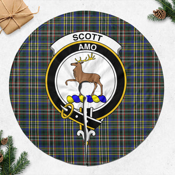 Scott Green Modern Tartan Christmas Tree Skirt with Family Crest