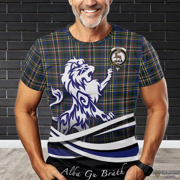 Scott Green Modern Tartan T-Shirt with Alba Gu Brath Regal Lion Emblem