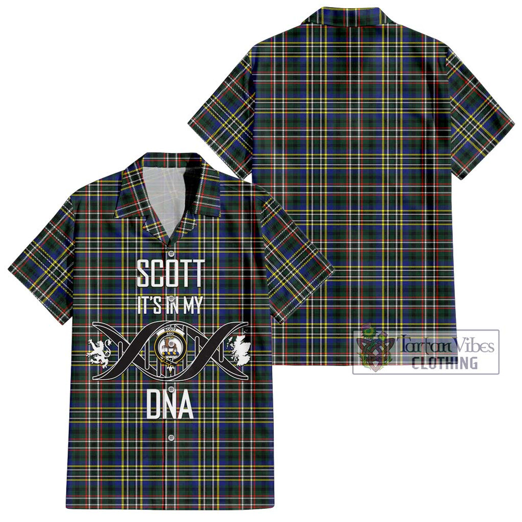 Scott Green Modern Tartan Short Sleeve Button Shirt with Family Crest DNA In Me Style Kid - Tartanvibesclothing Shop