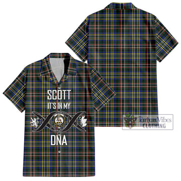 Scott Green Modern Tartan Short Sleeve Button Shirt with Family Crest DNA In Me Style