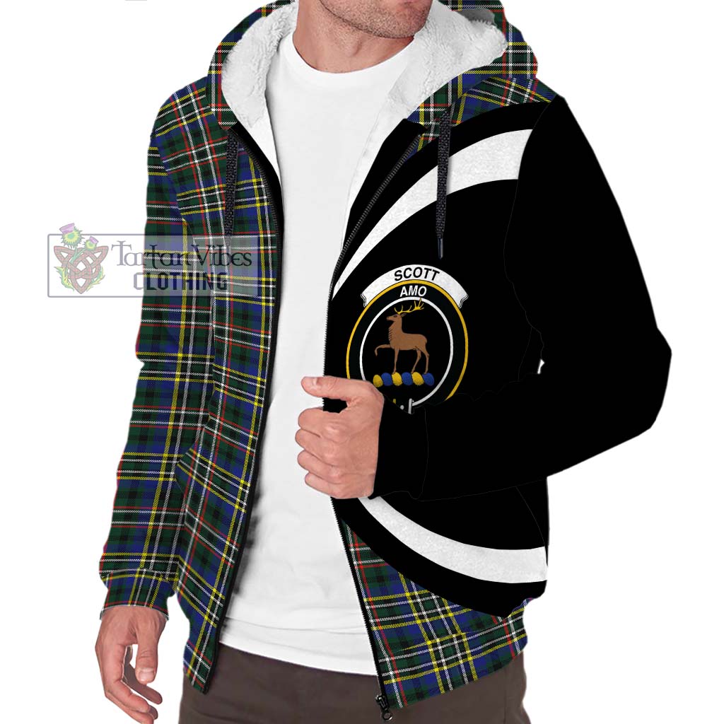 Scott Green Modern Tartan Sherpa Hoodie with Family Crest Circle Style Unisex S - Tartan Vibes Clothing