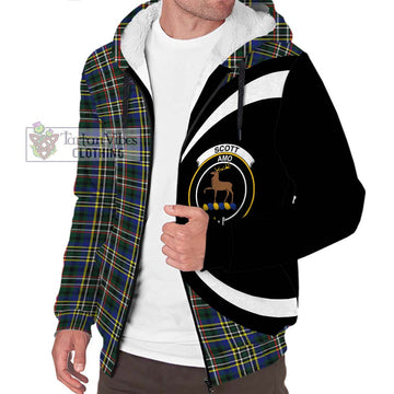 Scott Green Modern Tartan Sherpa Hoodie with Family Crest Circle Style