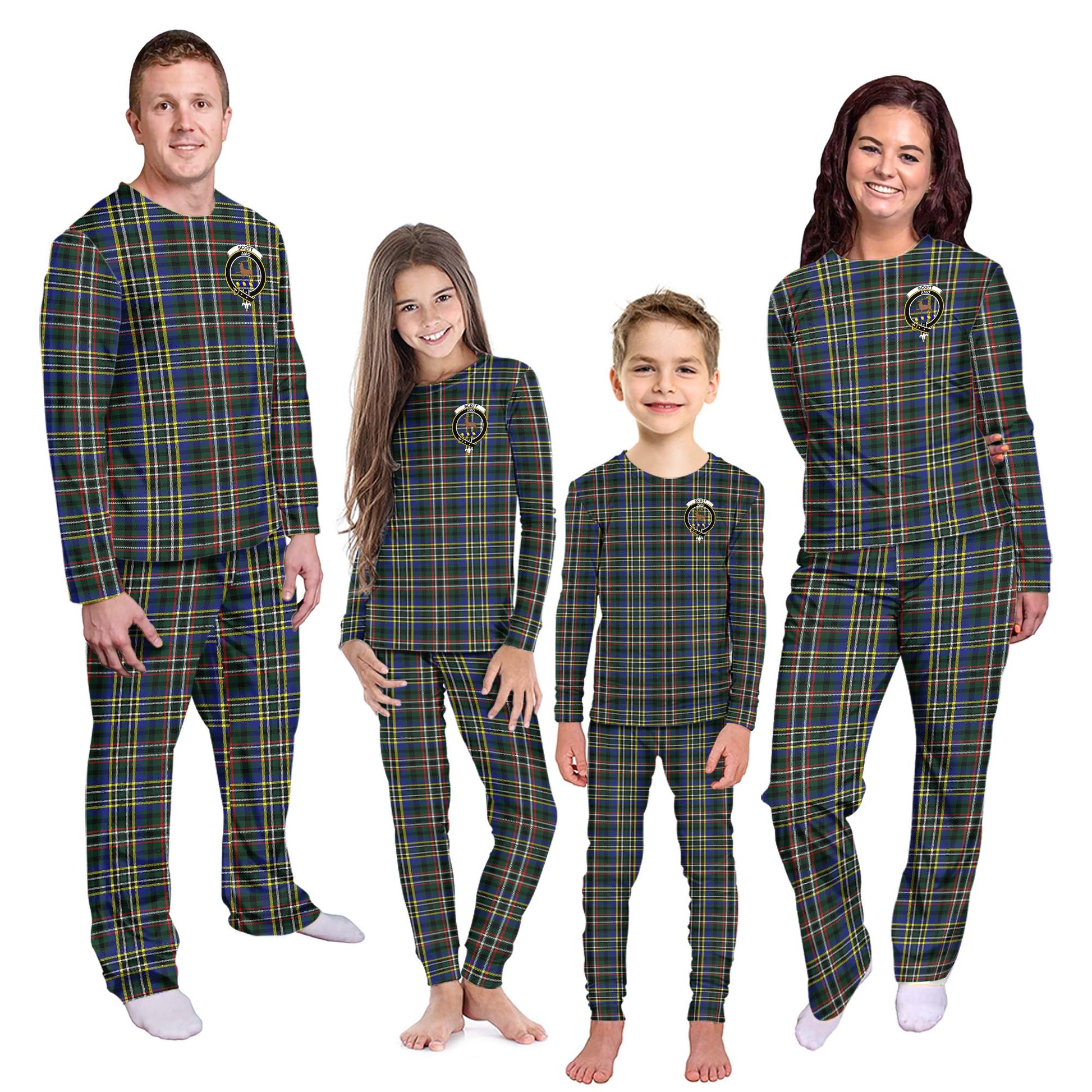 Scott Green Modern Tartan Pajamas Family Set with Family Crest - Tartanvibesclothing