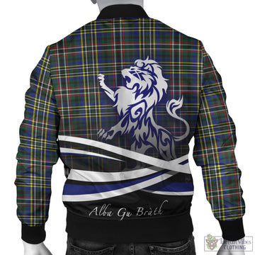 Scott Green Modern Tartan Bomber Jacket with Alba Gu Brath Regal Lion Emblem