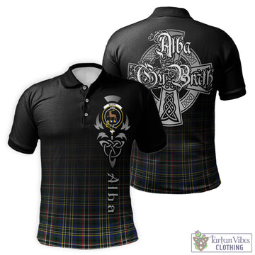 Scott Green Modern Tartan Polo Shirt Featuring Alba Gu Brath Family Crest Celtic Inspired