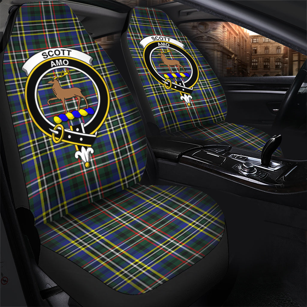 Scott Green Modern Tartan Car Seat Cover with Family Crest - Tartanvibesclothing