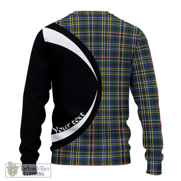 Scott Green Modern Tartan Knitted Sweater with Family Crest Circle Style