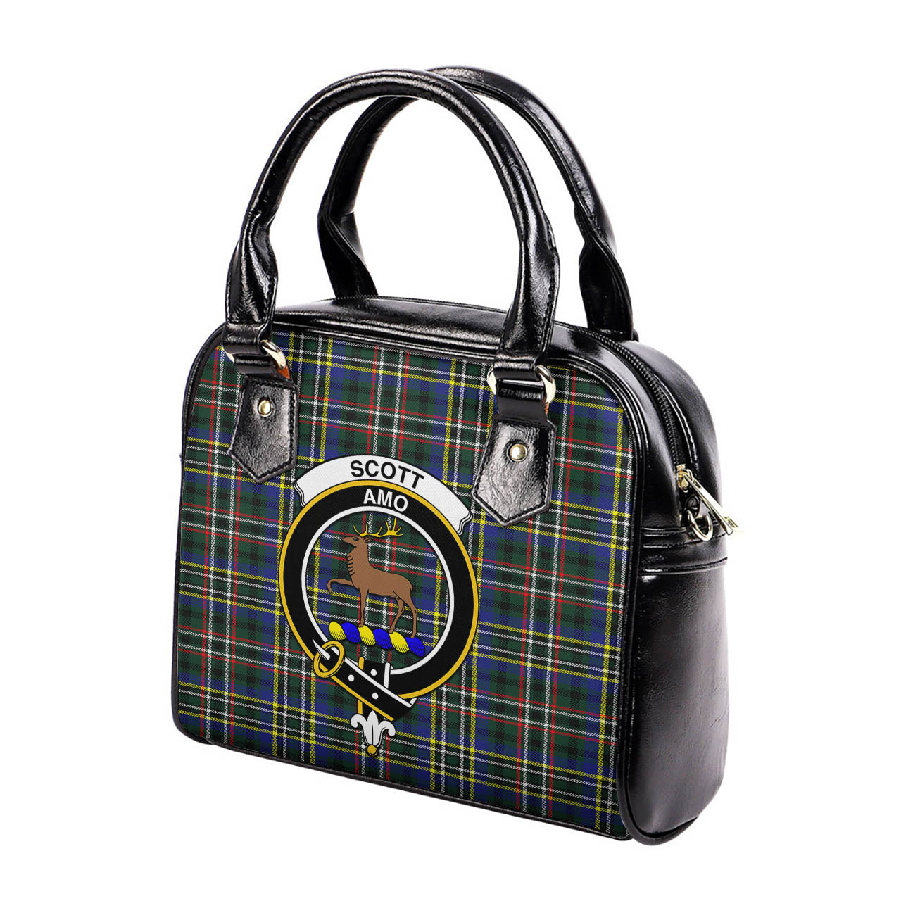 Scott Green Modern Tartan Shoulder Handbags with Family Crest - Tartanvibesclothing