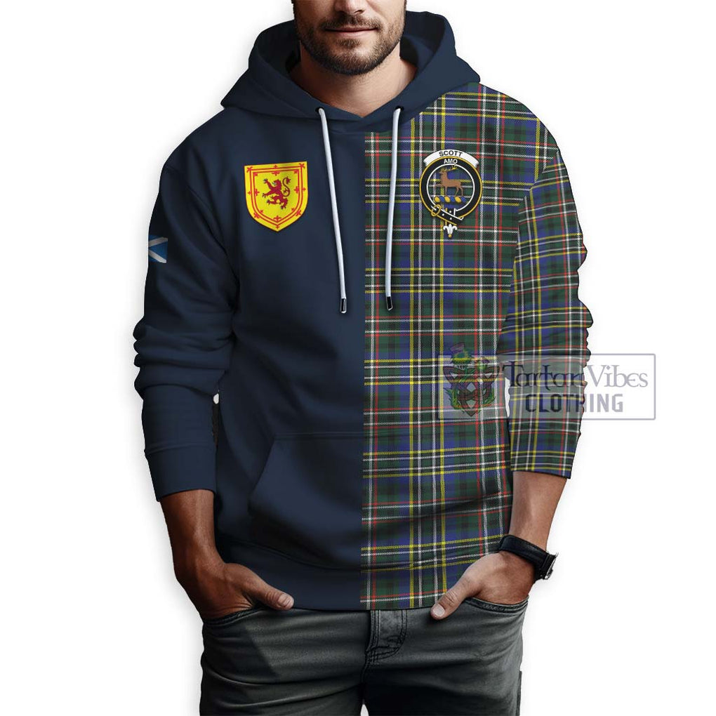 Tartan Vibes Clothing Scott Green Modern Tartan Hoodie with Scottish Lion Royal Arm Half Style