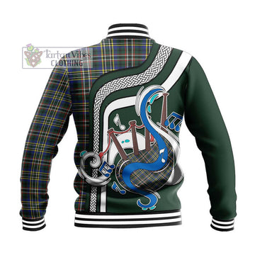 Scott Green Modern Tartan Baseball Jacket with Epic Bagpipe Style