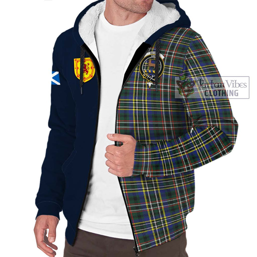 Tartan Vibes Clothing Scott Green Modern Tartan Sherpa Hoodie with Scottish Lion Royal Arm Half Style