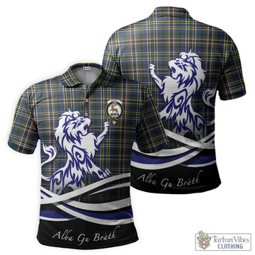 Scott Green Modern Tartan Polo Shirt with Alba Gu Brath Regal Lion Emblem