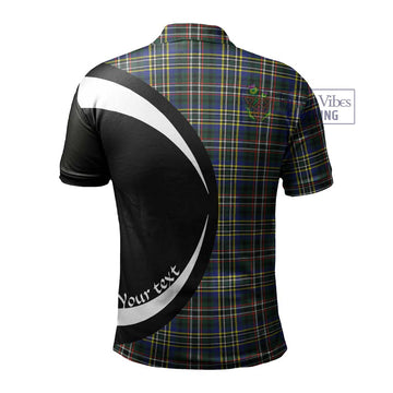 Scott Green Modern Tartan Men's Polo Shirt with Family Crest Circle Style