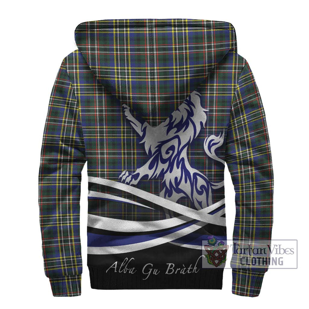 Scott Green Modern Tartan Sherpa Hoodie with Alba Gu Brath Regal Lion Emblem - Tartanvibesclothing Shop