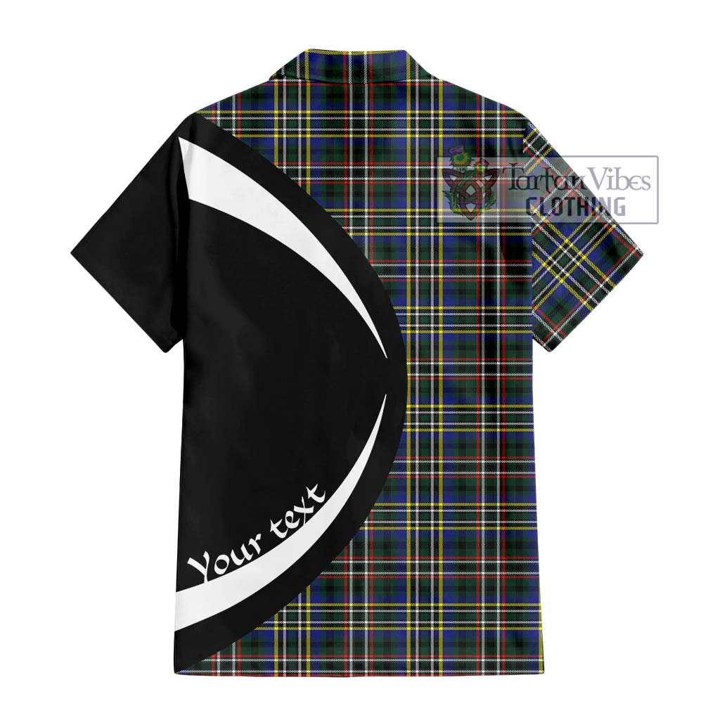 Scott Green Modern Tartan Short Sleeve Button Up with Family Crest Circle Style - Tartan Vibes Clothing