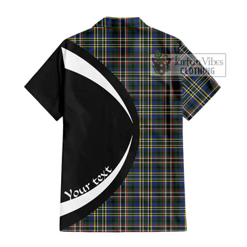 Scott Green Modern Tartan Short Sleeve Button Up with Family Crest Circle Style