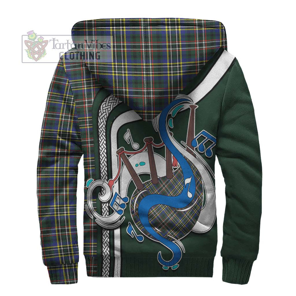 Scott Green Modern Tartan Sherpa Hoodie with Epic Bagpipe Style - Tartanvibesclothing Shop