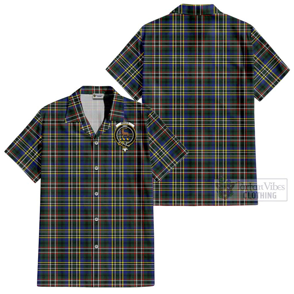 Scott Green Modern Tartan Cotton Hawaiian Shirt with Family Crest Kid - Tartan Vibes Clothing