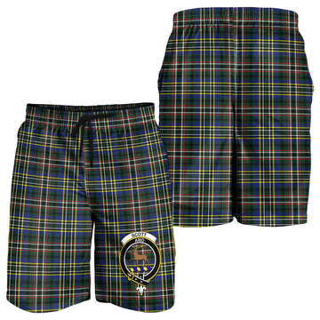 Scott Green Modern Tartan Mens Shorts with Family Crest