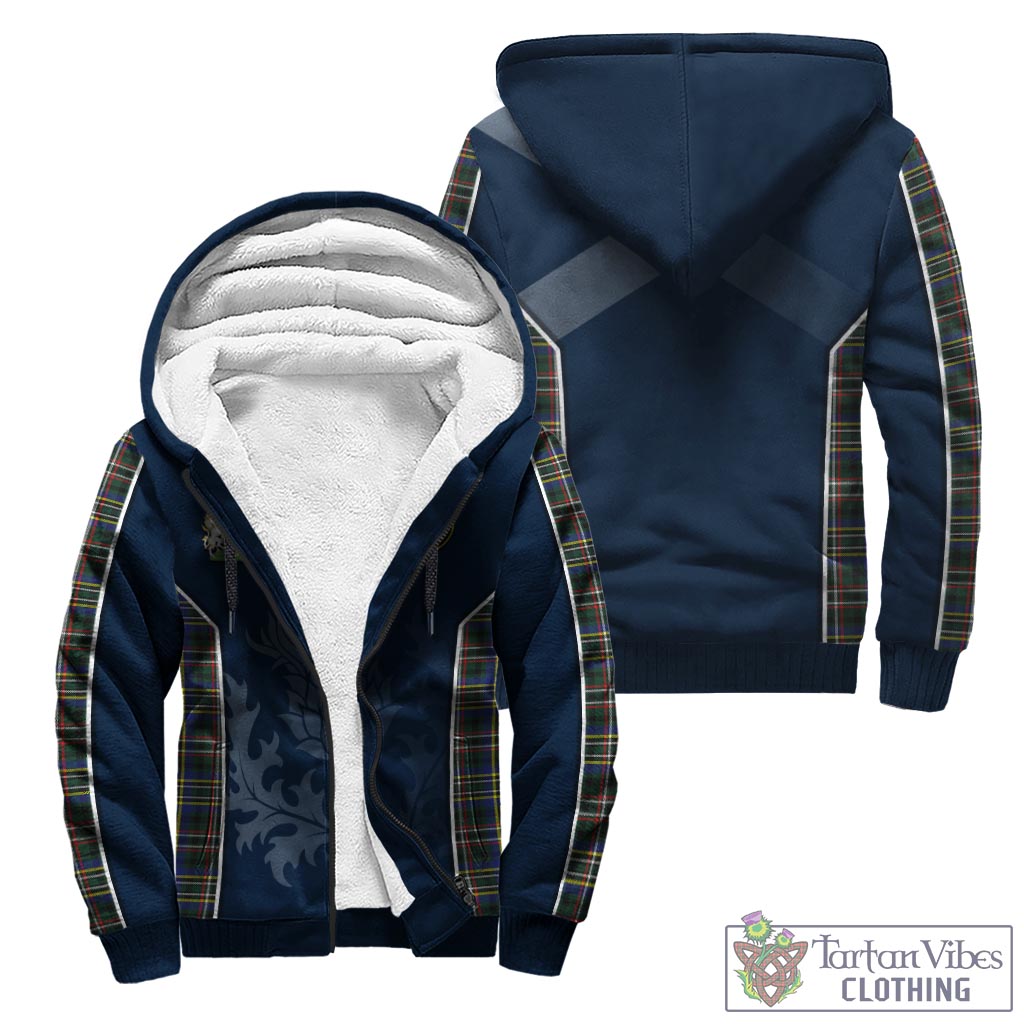 Tartan Vibes Clothing Scott Green Modern Tartan Sherpa Hoodie with Family Crest and Scottish Thistle Vibes Sport Style