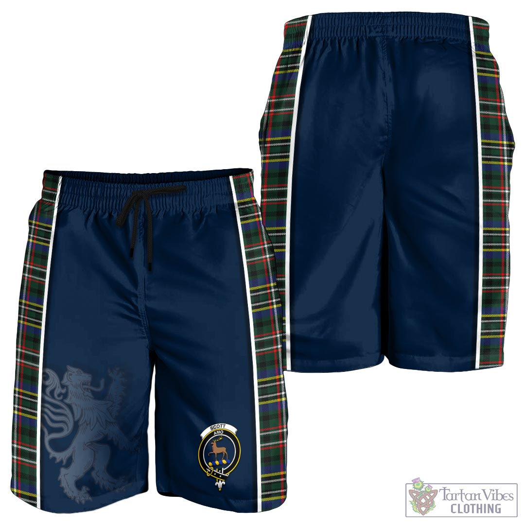 Tartan Vibes Clothing Scott Green Modern Tartan Men's Shorts with Family Crest and Lion Rampant Vibes Sport Style