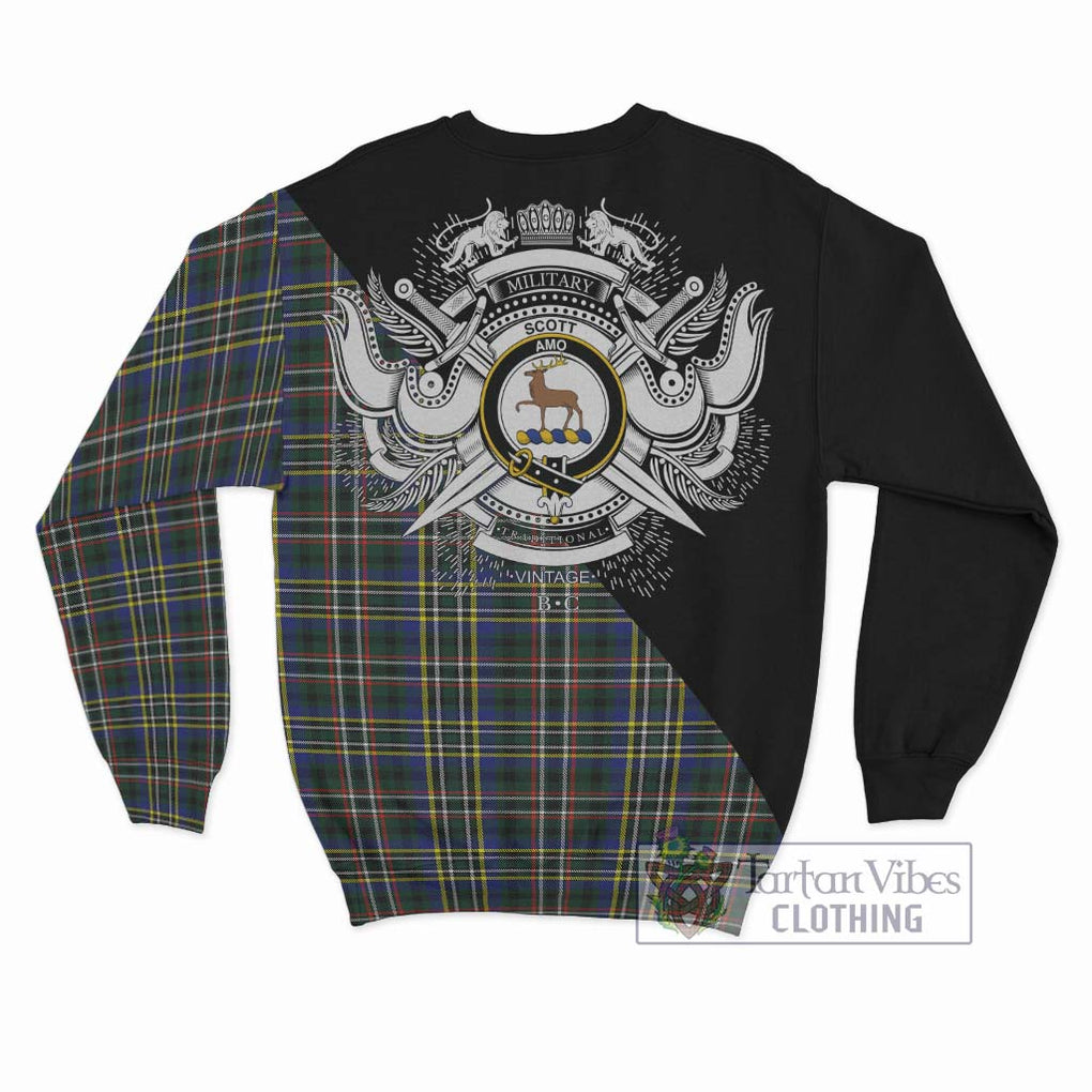 Scott Green Modern Tartan Sweatshirt with Family Crest and Military Logo Style - Tartanvibesclothing Shop