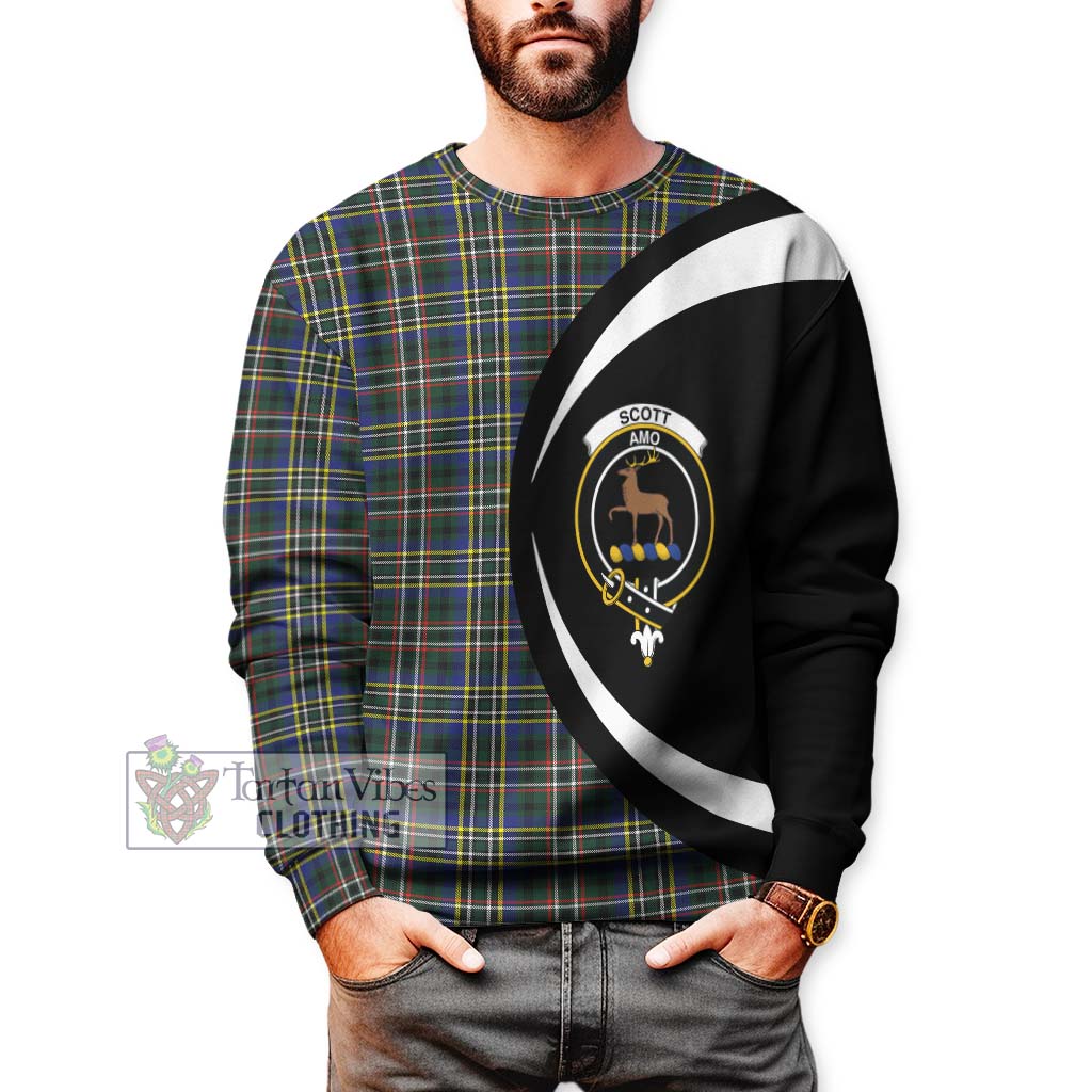 Scott Green Modern Tartan Sweatshirt with Family Crest Circle Style - Tartan Vibes Clothing