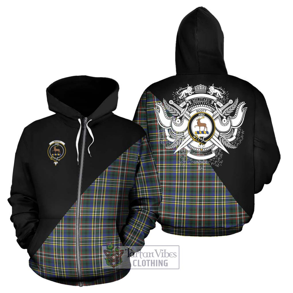 Scott Green Modern Tartan Hoodie with Family Crest and Military Logo Style - Tartanvibesclothing Shop