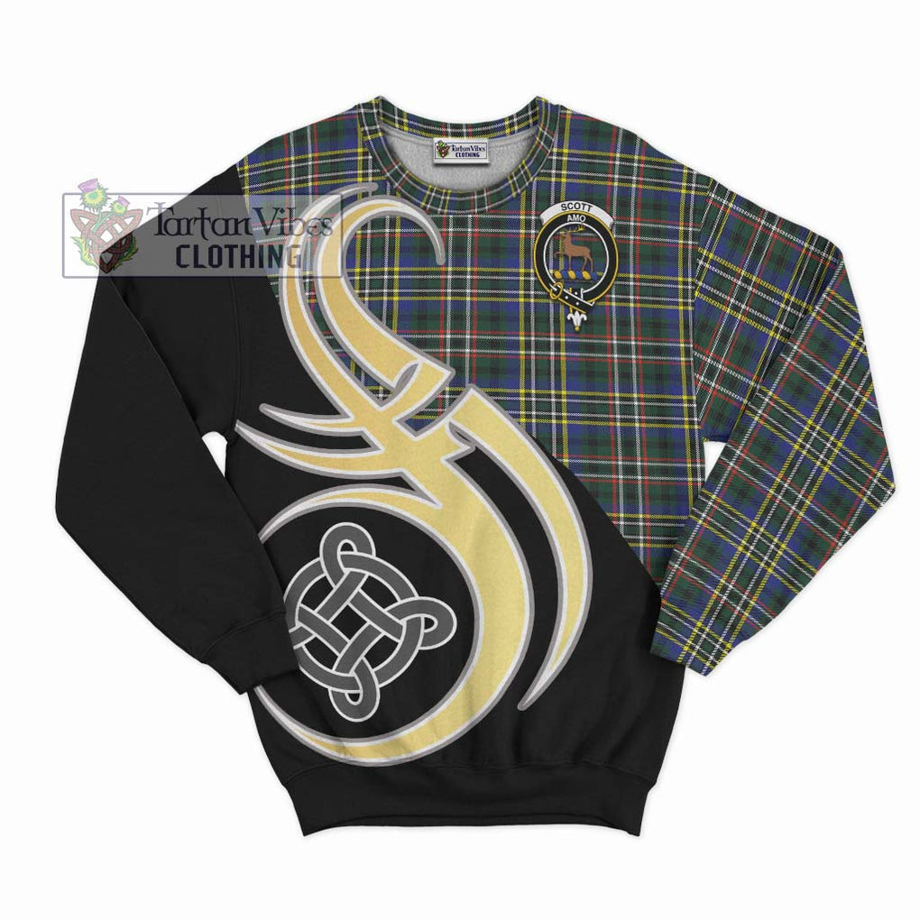 Scott Green Modern Tartan Sweatshirt with Family Crest and Celtic Symbol Style - Tartan Vibes Clothing