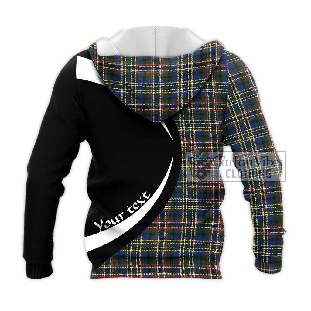 Scott Green Modern Tartan Knitted Hoodie with Family Crest Circle Style - Tartan Vibes Clothing