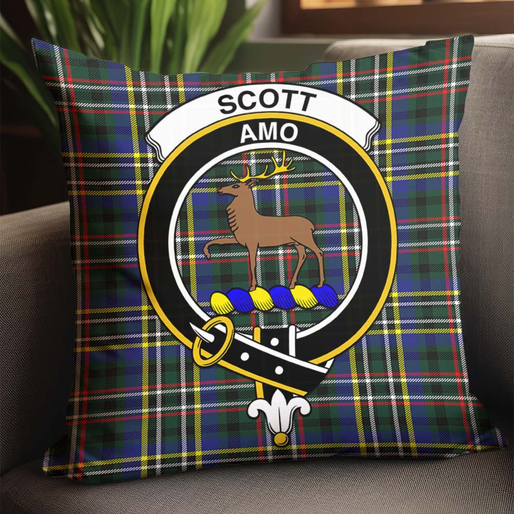 Scott Green Modern Tartan Pillow Cover with Family Crest - Tartanvibesclothing