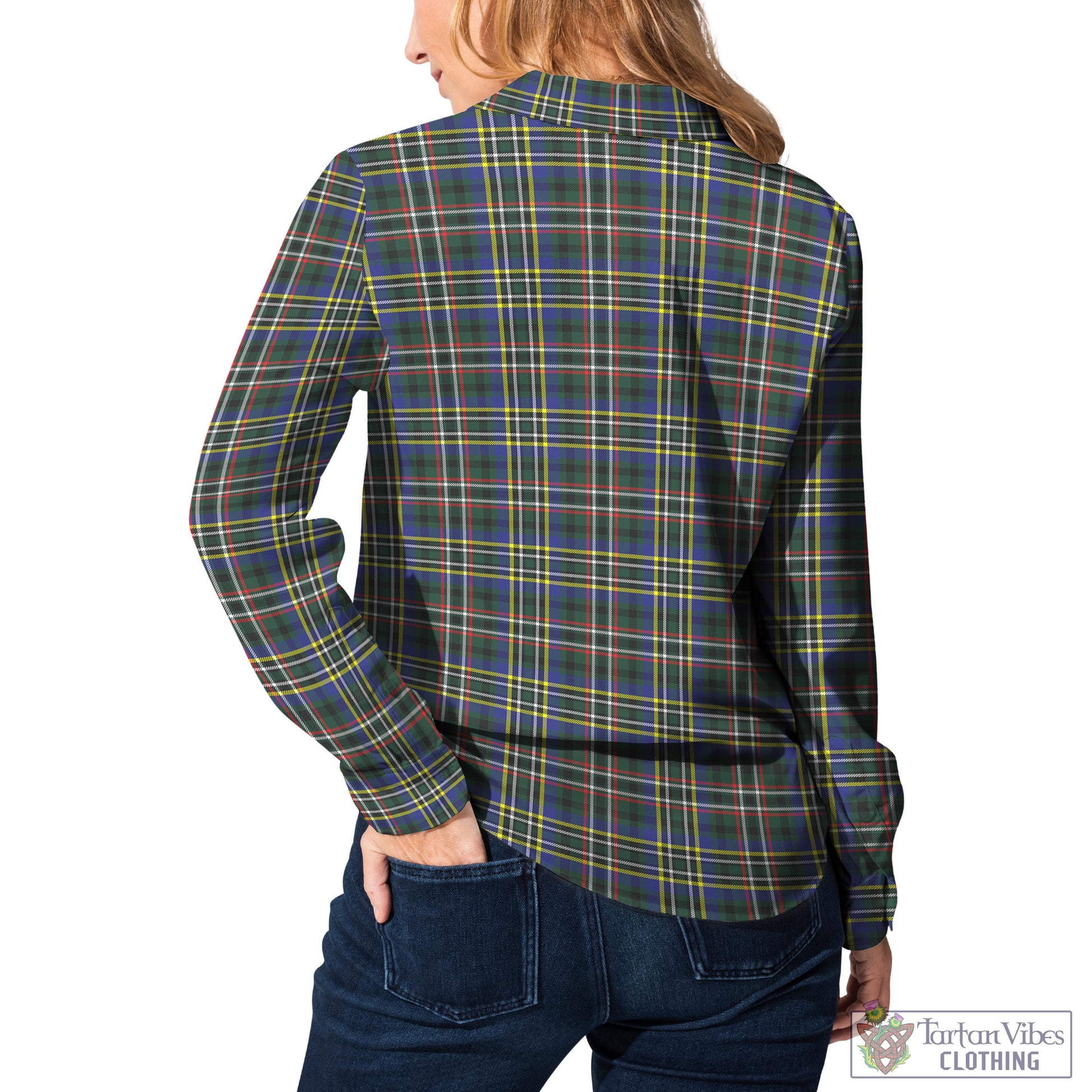 Tartan Vibes Clothing Scott Green Modern Tartan Womens Casual Shirt with Family Crest