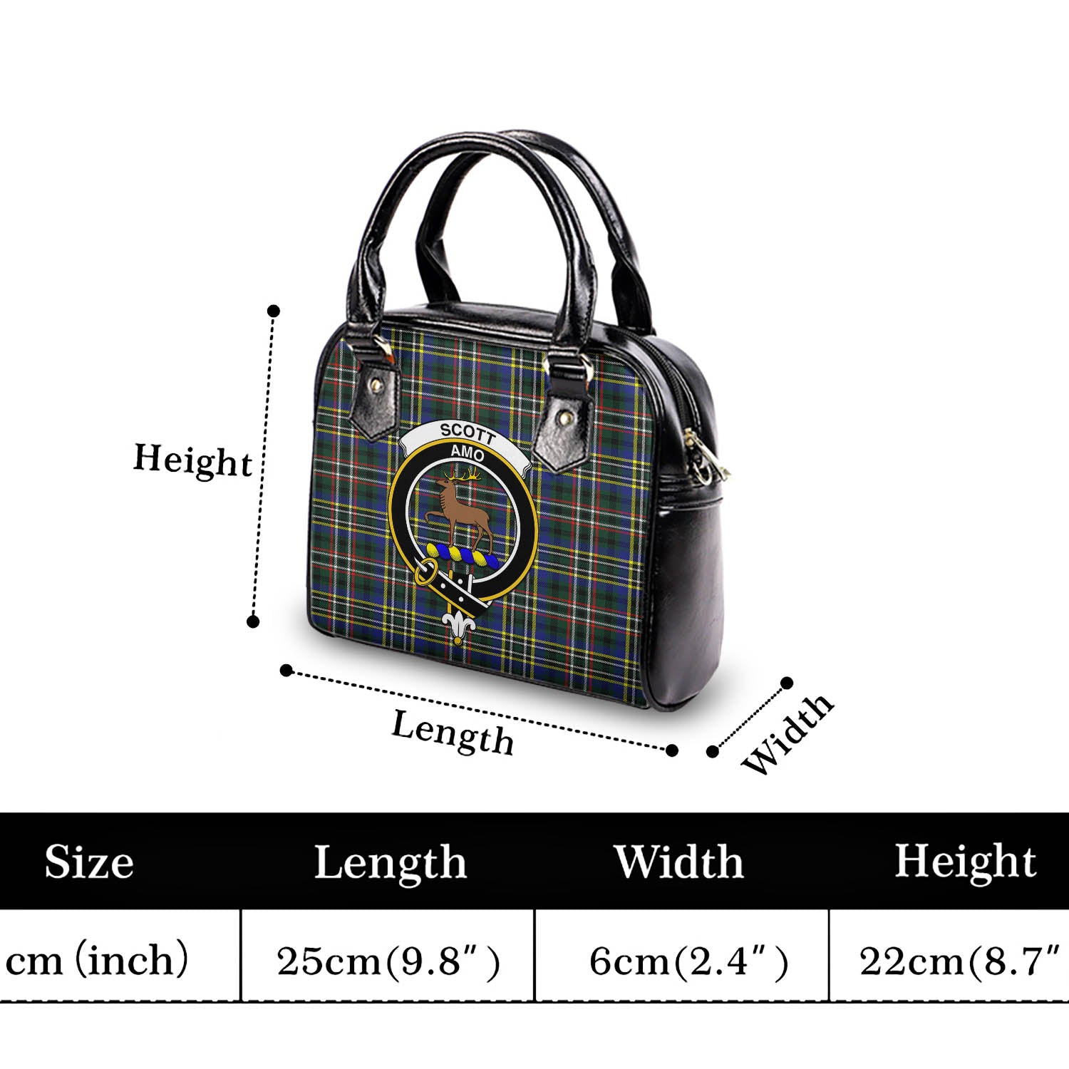 Scott Green Modern Tartan Shoulder Handbags with Family Crest - Tartanvibesclothing