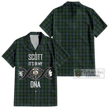 Scott Hunting Tartan Short Sleeve Button Shirt with Family Crest DNA In Me Style