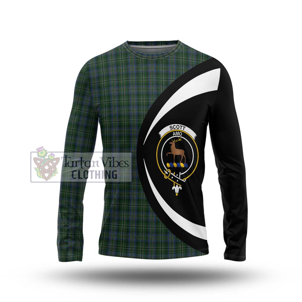 Scott Hunting Tartan Long Sleeve T-Shirt with Family Crest Circle Style Unisex - Tartan Vibes Clothing