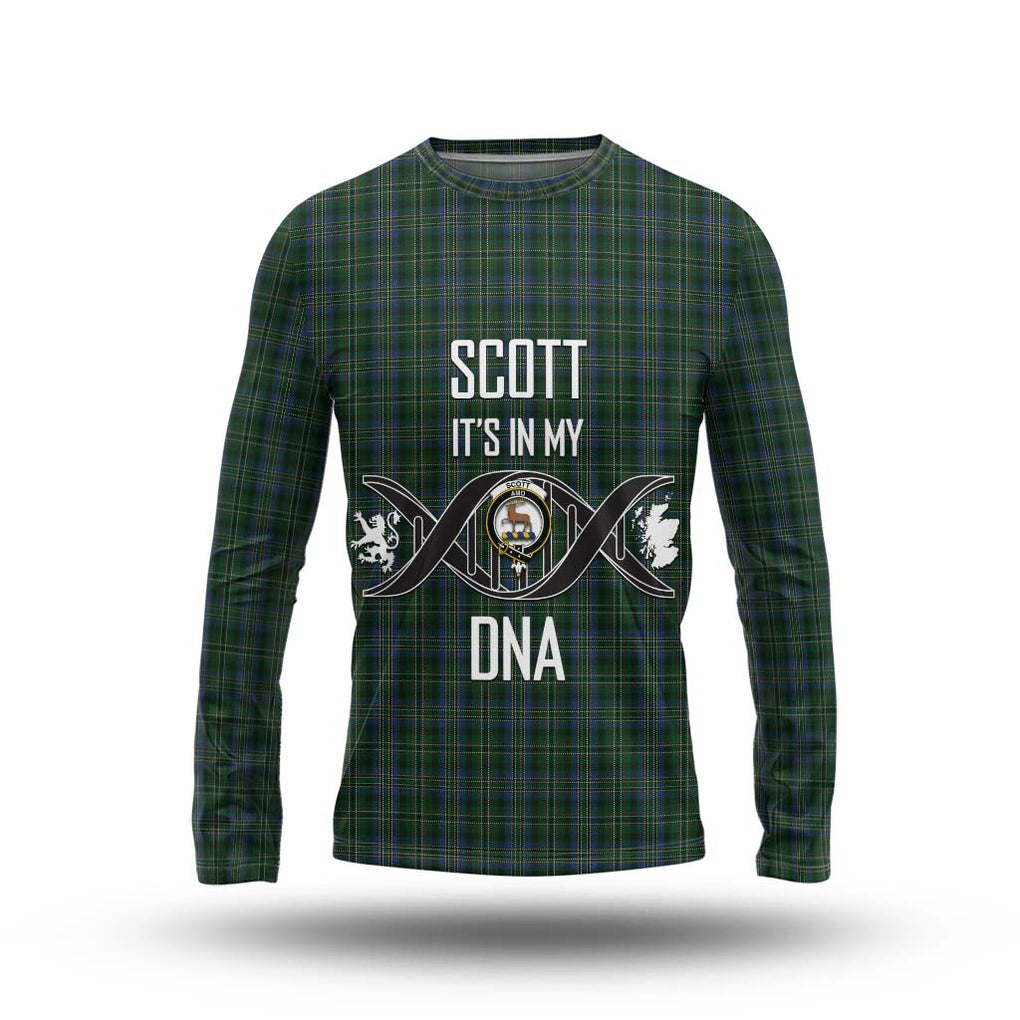 Scott Hunting Tartan Long Sleeve T-Shirt with Family Crest DNA In Me Style Unisex - Tartanvibesclothing Shop