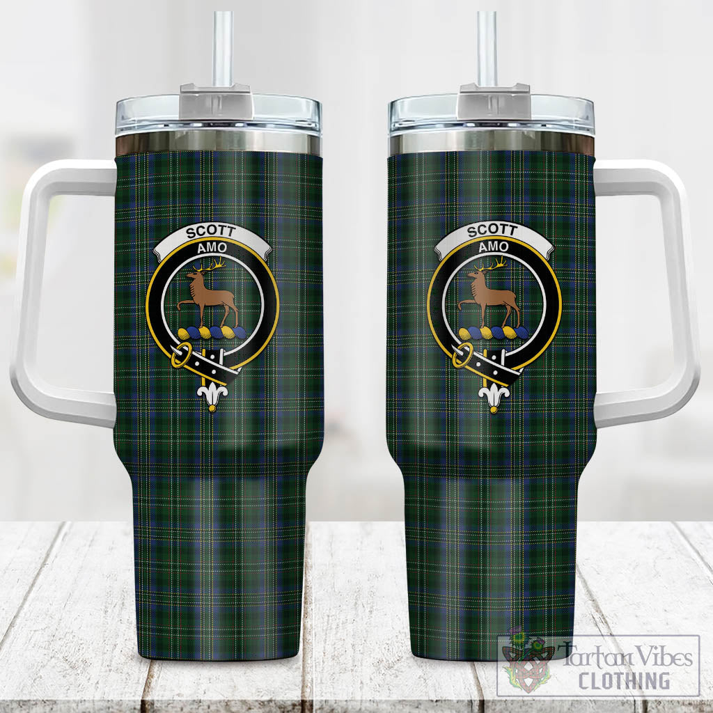 Tartan Vibes Clothing Scott Hunting Tartan and Family Crest Tumbler with Handle