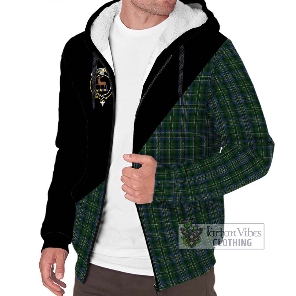 Scott Hunting Tartan Sherpa Hoodie with Family Crest and Military Logo Style Unisex S - Tartanvibesclothing Shop